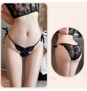 FEE ET MOI - Butterfly Tease Lace Strap Panties (Black)